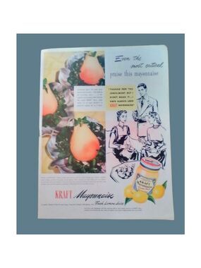 Vintage 1947 Kraft Mayonnaise Print Ad Advertising